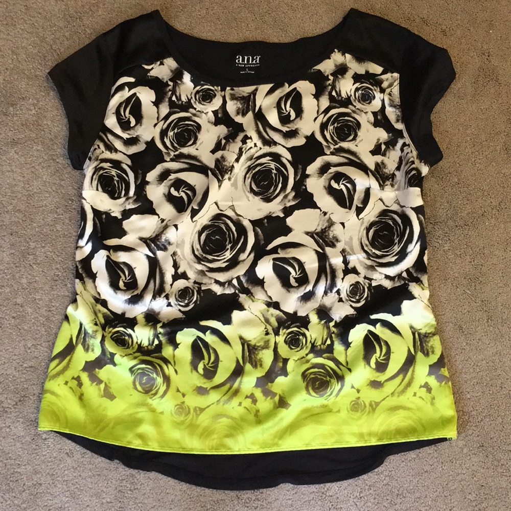 a.n.a. Flower print silky top.